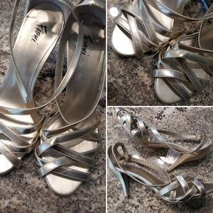 Fioni | Silver Anklestrap Kittenheel Strappy Heels